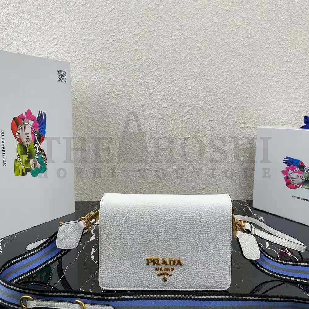 Pra*a Women Calf Leather Shoulder Bag-White Master Quality