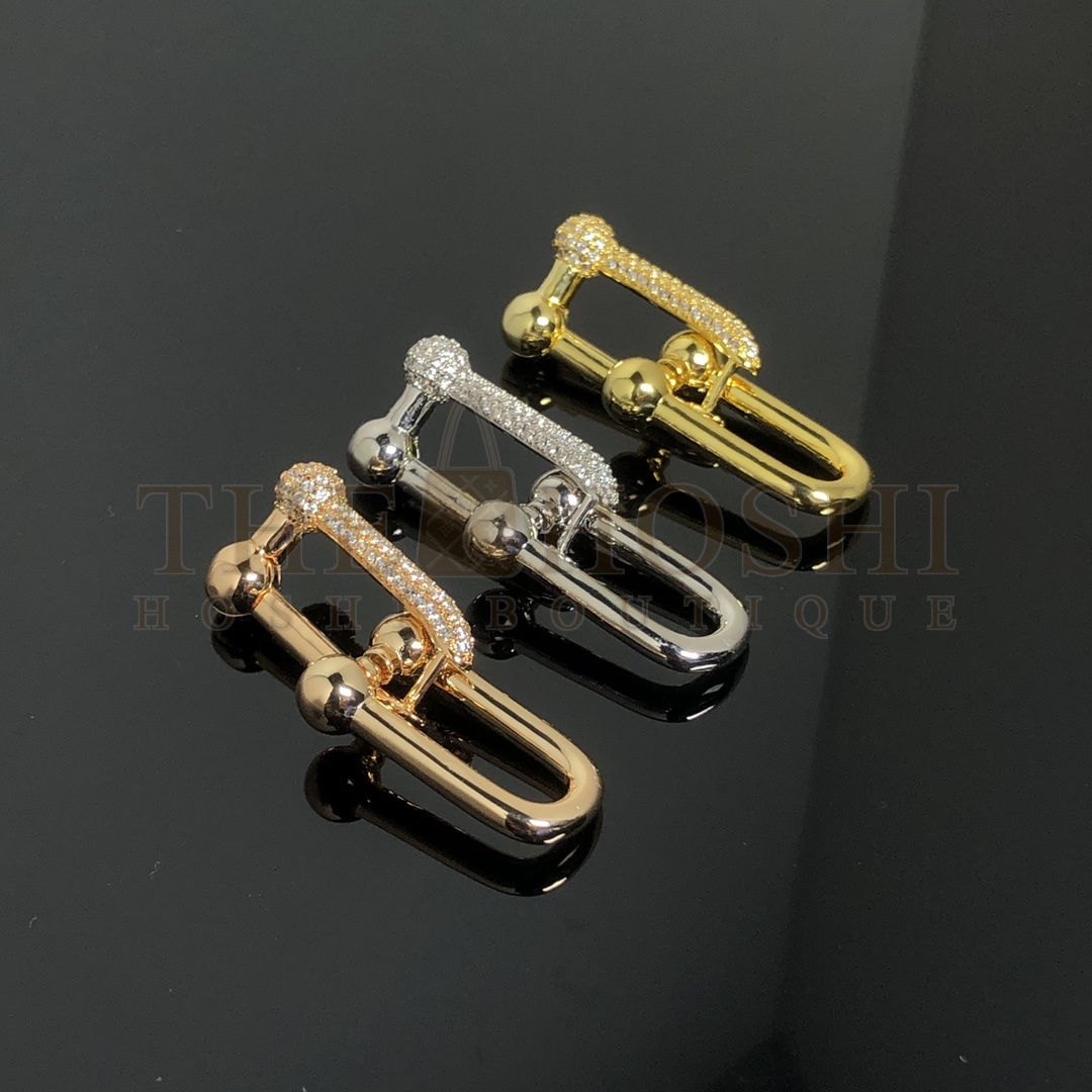 T*f*ny Earrings New Half D1am0nd Double U Ear Dangle Master Quality