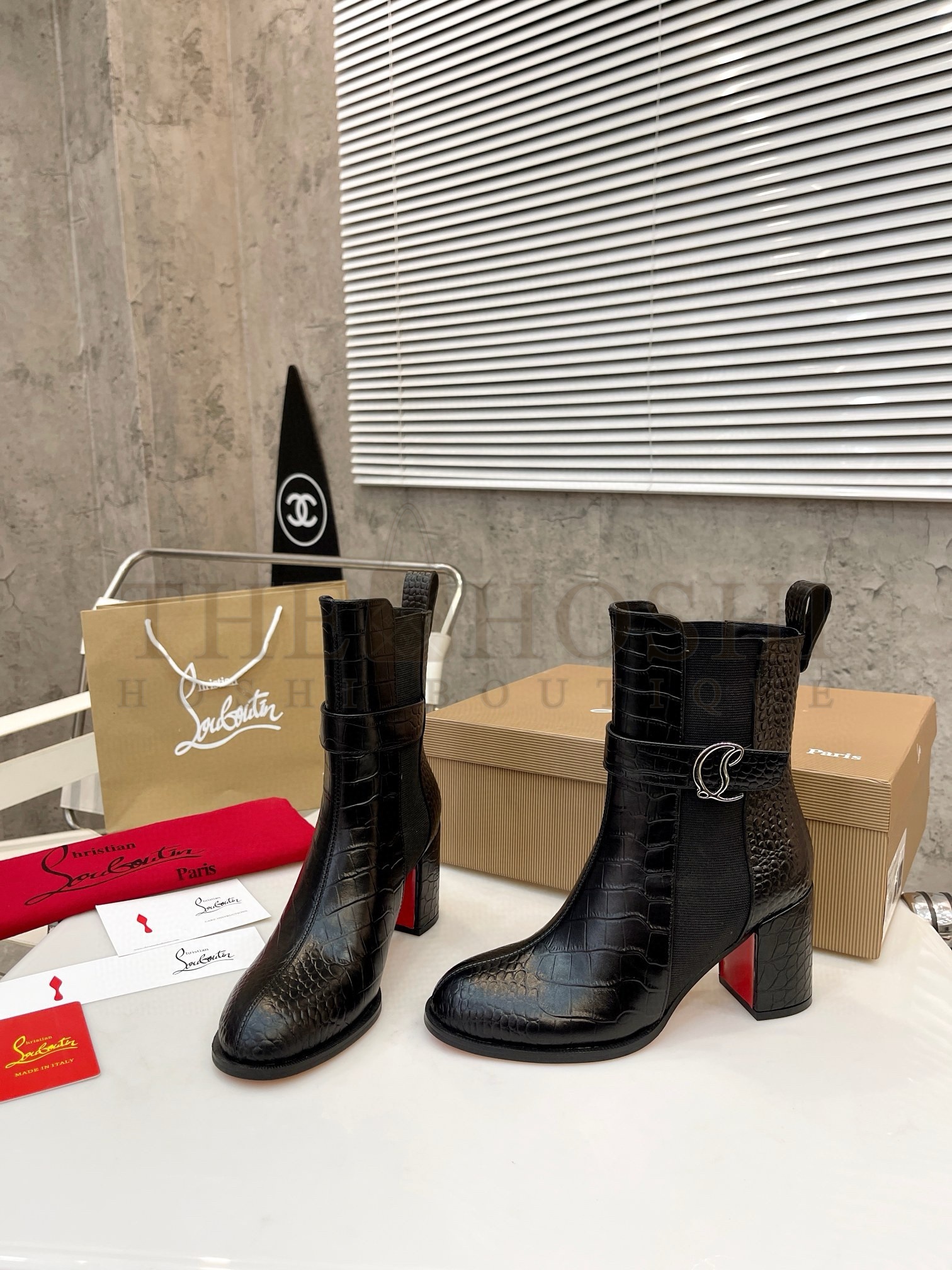 Chr1st1an Louboutin CL Chelsea Ankle Boots 70MM in Alligator Embossed Leather Master Quality