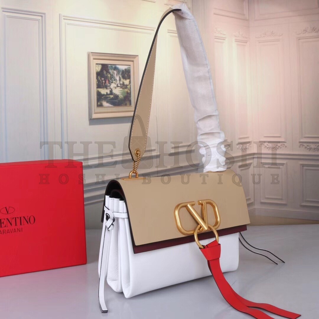 Va1e*ntin0 Garavani Beige/White Small VRing Shoulder Bag Master Quality