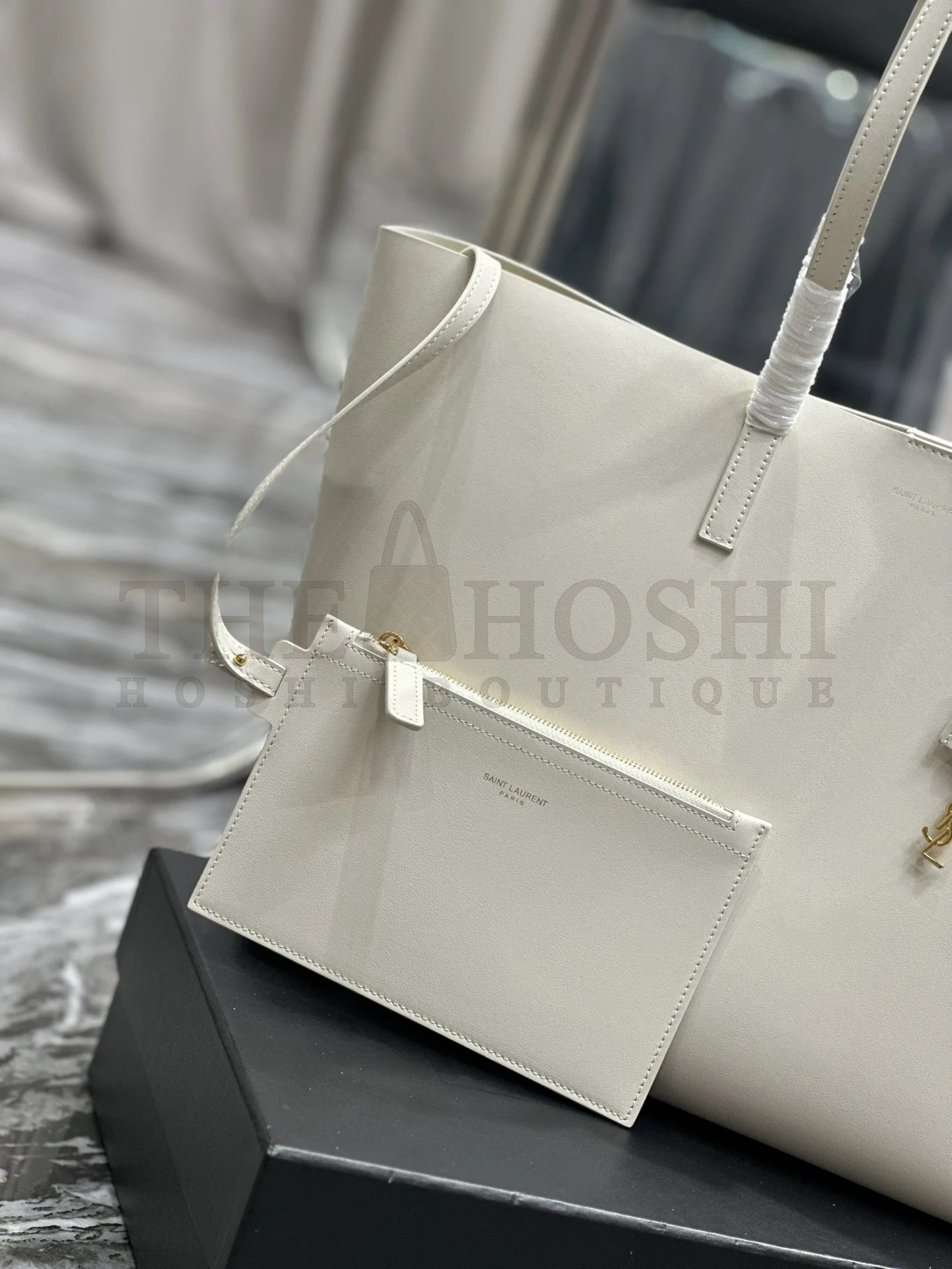 Sa1nt Lau*nt Shopping Tote Bag in White Leather Master Quality