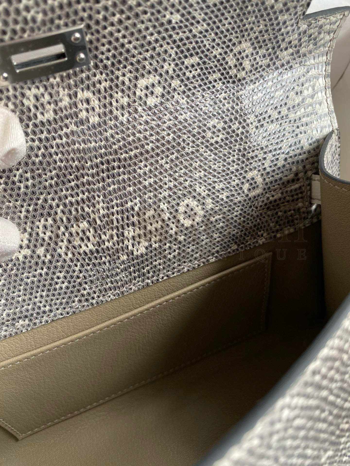 H**me5 Kelly Pochette Handmade Bag In Natural Lizard Skin Master Quality