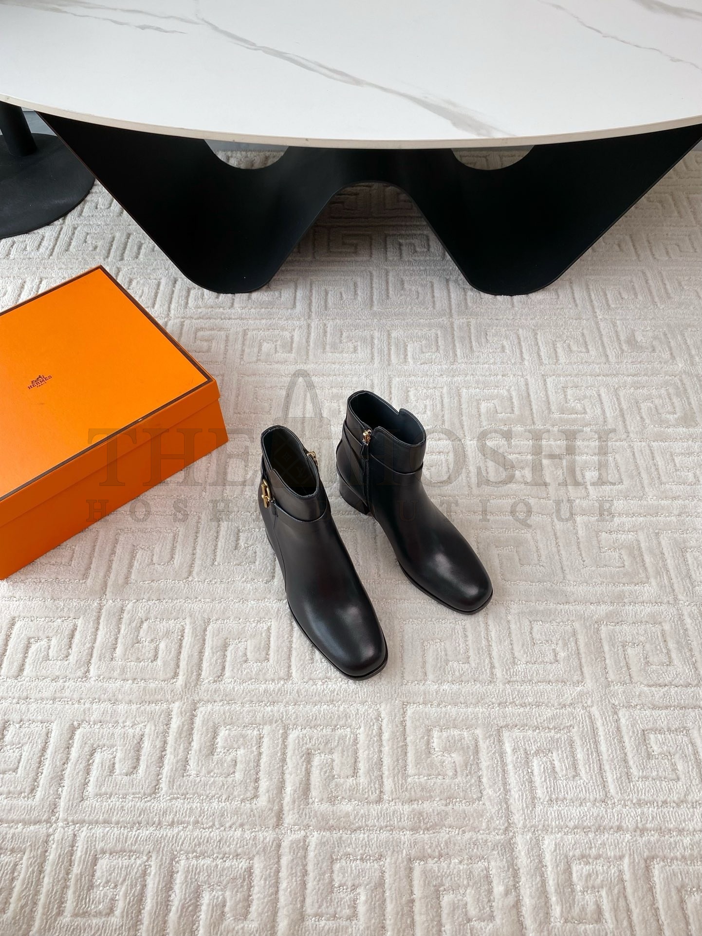 H**me5 Jill 60 Ankle Boots in Black Calfskin Master Quality