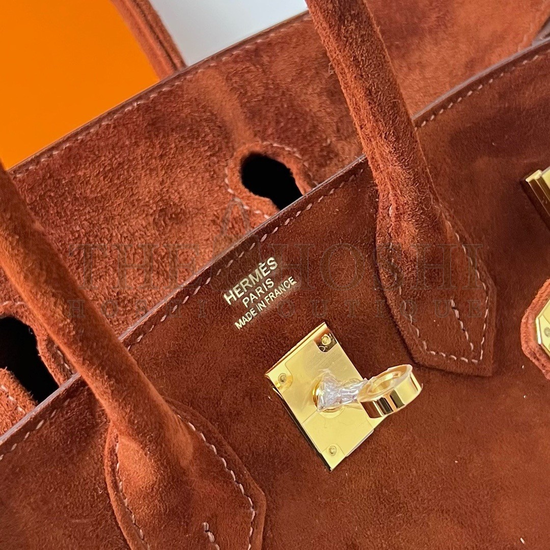H**me5 Birkin 25 Retourne Handmade Bag In Brown Doblis Suede Leather Master Quality