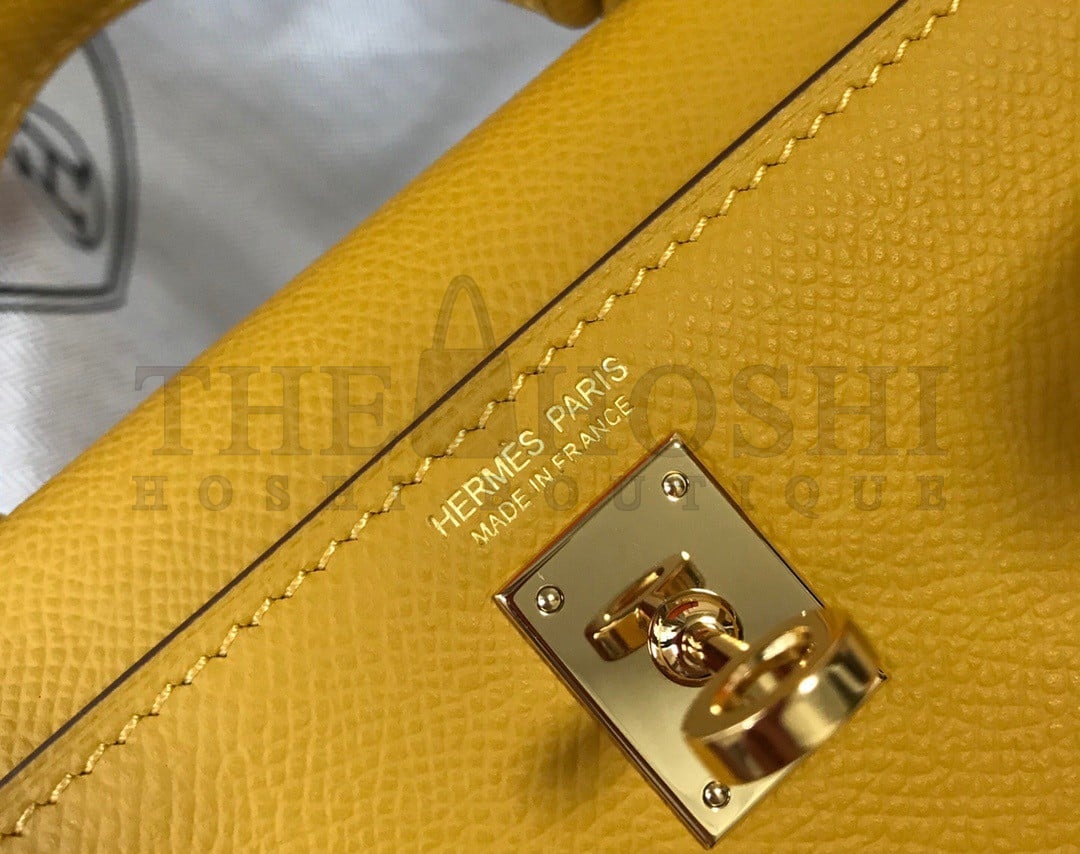 H**me5 Kelly Mini II Sellier Bag In Yellow Epsom Leather GHW Master Quality