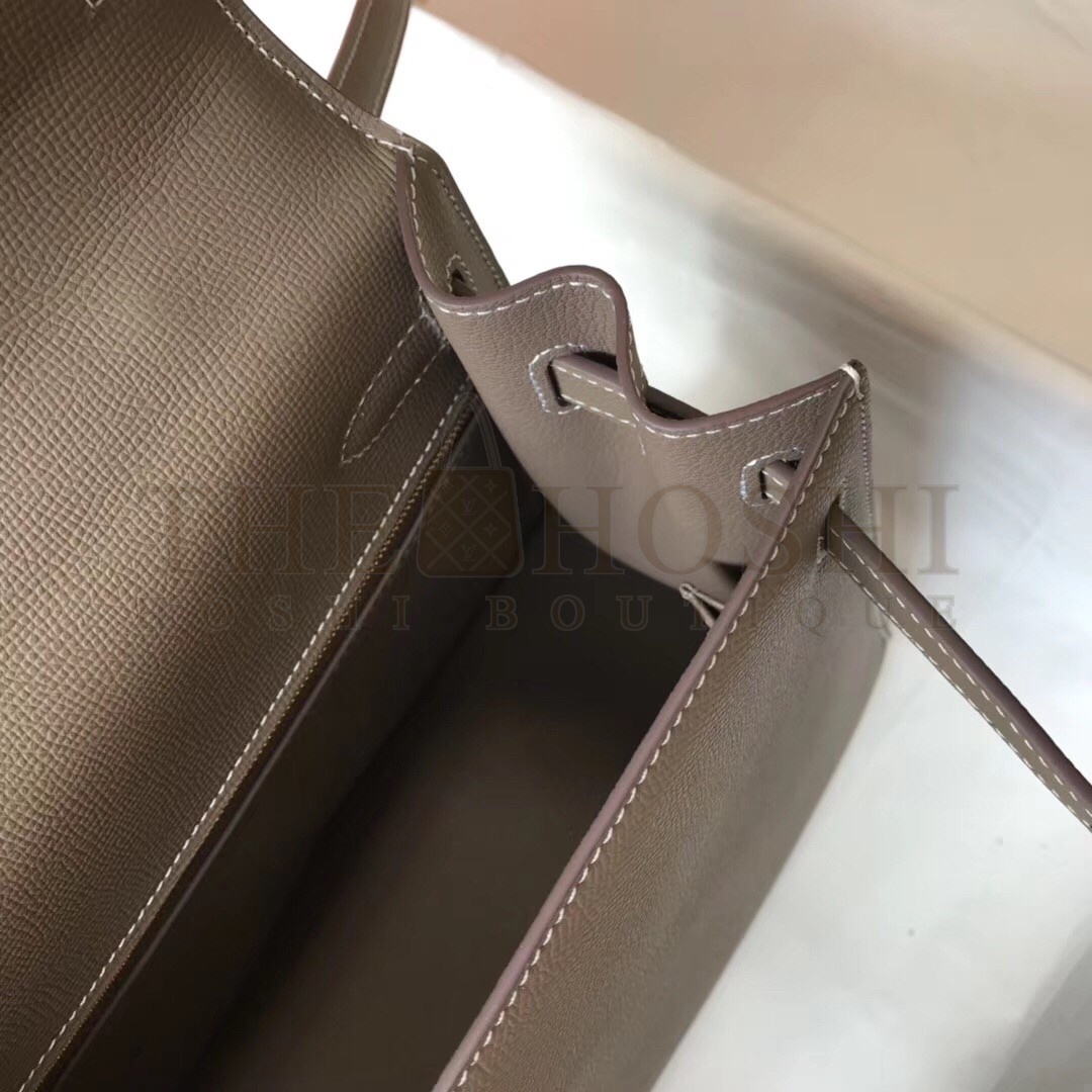 H**me5 Kelly 28cm Sellier Bag In Taupe Epsom Leather Master Quality