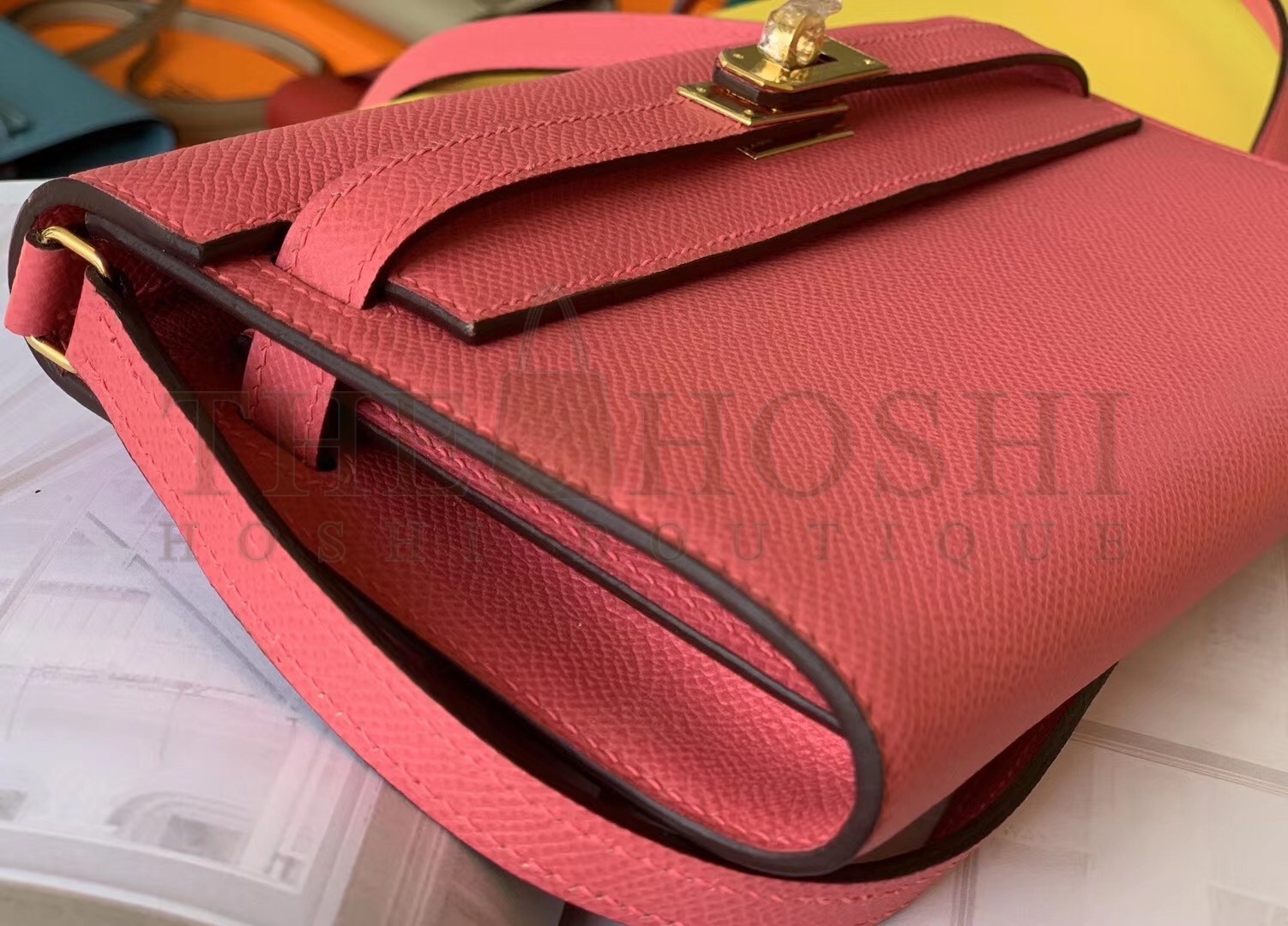H**me5 Kelly Classique To Go Wallet In Rose Lipstick Epsom Calfskin Master Quality
