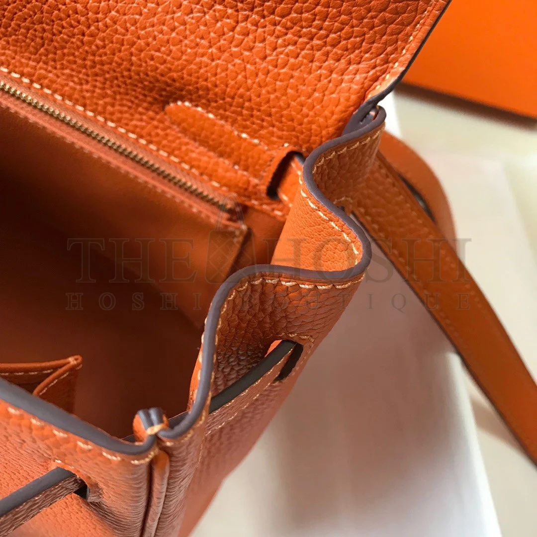 H**me5 Kelly 28cm Retourne Bag in Orange Clemence Leather GHW Master Quality