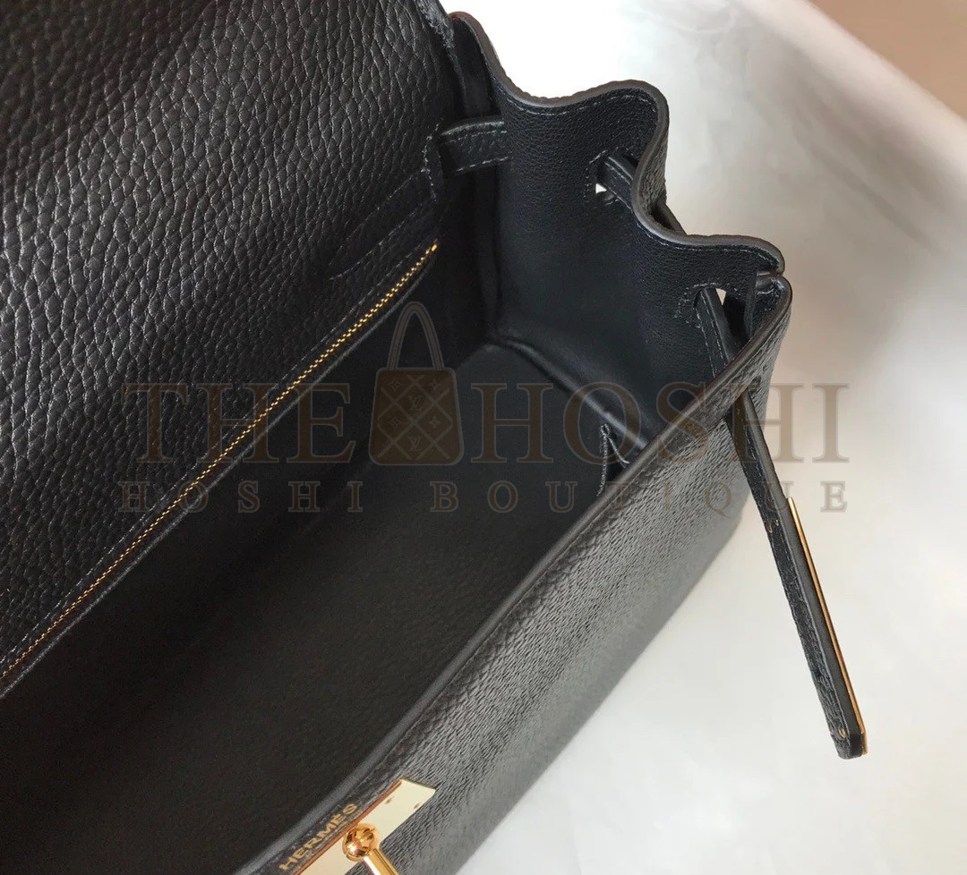H**me5 Kelly 32cm Retourne Bag in Black Clemence Leather GHW Master Quality