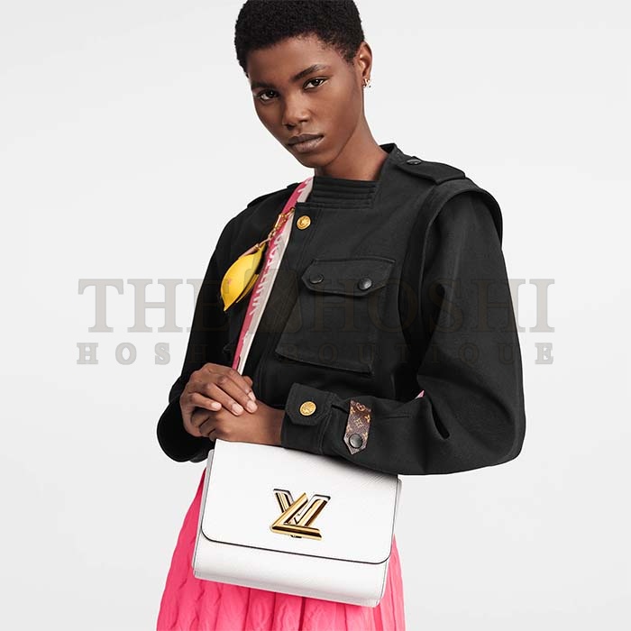 L0vis Vvtt0n LV Women Twist MM Lemon Handbag White Epi Grained Cowhide Master Quality