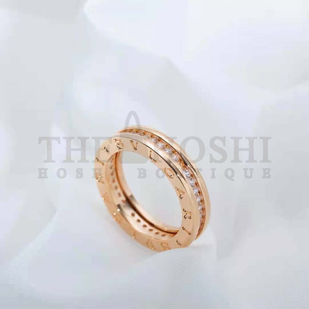 Bv1g*ai Women B.zero1 One-Band Ring in 18 KT Rose Gold Set with Pave D1am0nds on the Spiral Master Quality