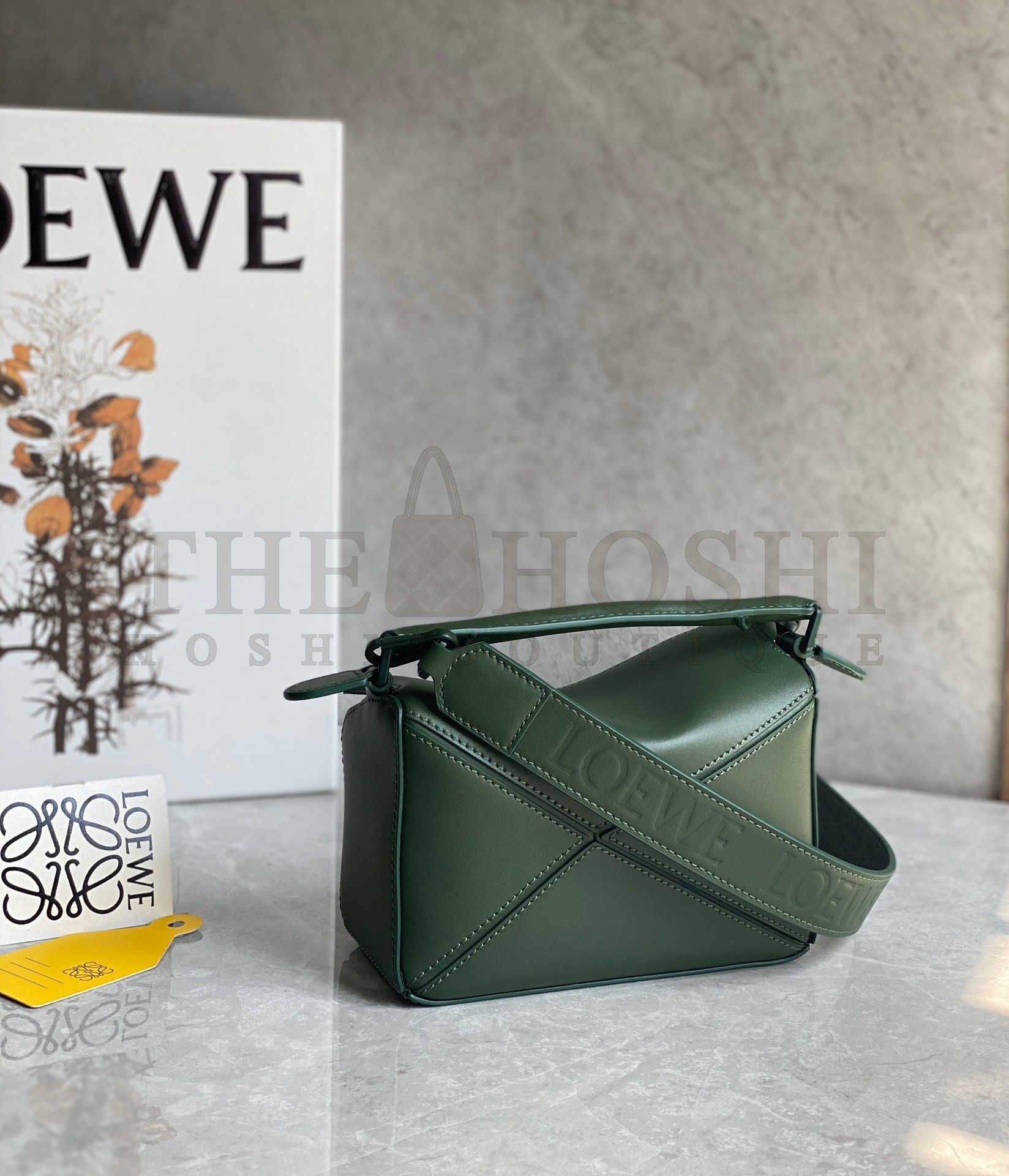 L0ew* Puzzle Mini Bag In Vintage Khaki Satin Calfskin Master Quality