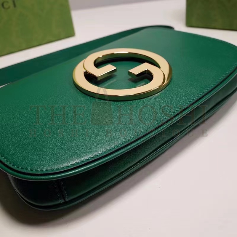 Gvc*1 Women GG Blondie Shoulder Bag Emerald Green Leather Round Interlocking G Master Quality