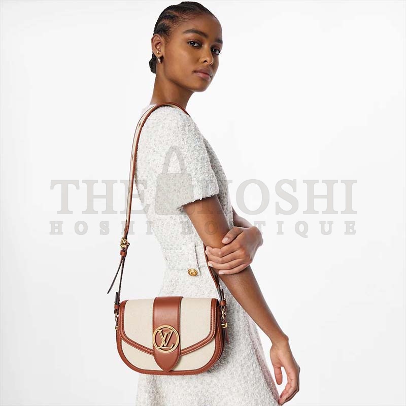 L0vis Vvtt0n LV Women Pont 9 Soft MM Handbag Caramel Brown Canvas Cowhide Master Quality