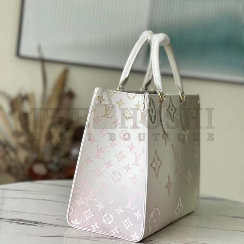 L0vis Vvtt0n LV Women OnTheGo MM Tote Sunset Kaki Monogram Coated Canvas Master Quality