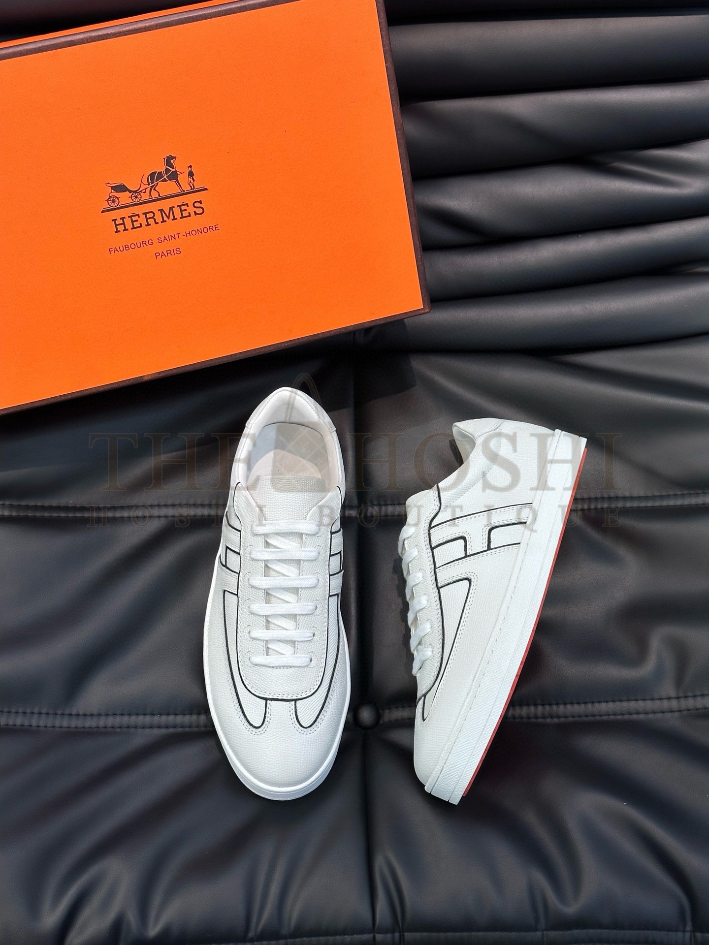 H**me5 Boomerang Sneakers In White Epsom Calfskin Master Quality