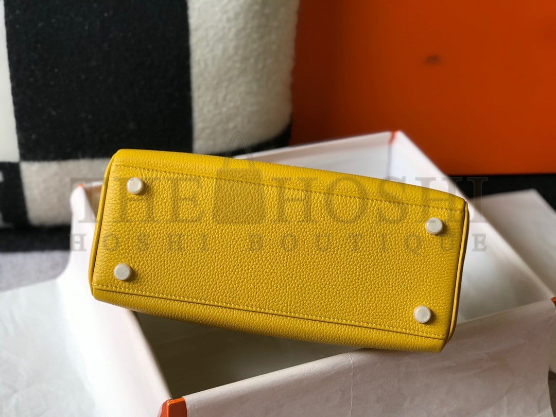 H**me5 Kelly 28cm Retourne Bag in Yellow Clemence Leather GHW Master Quality