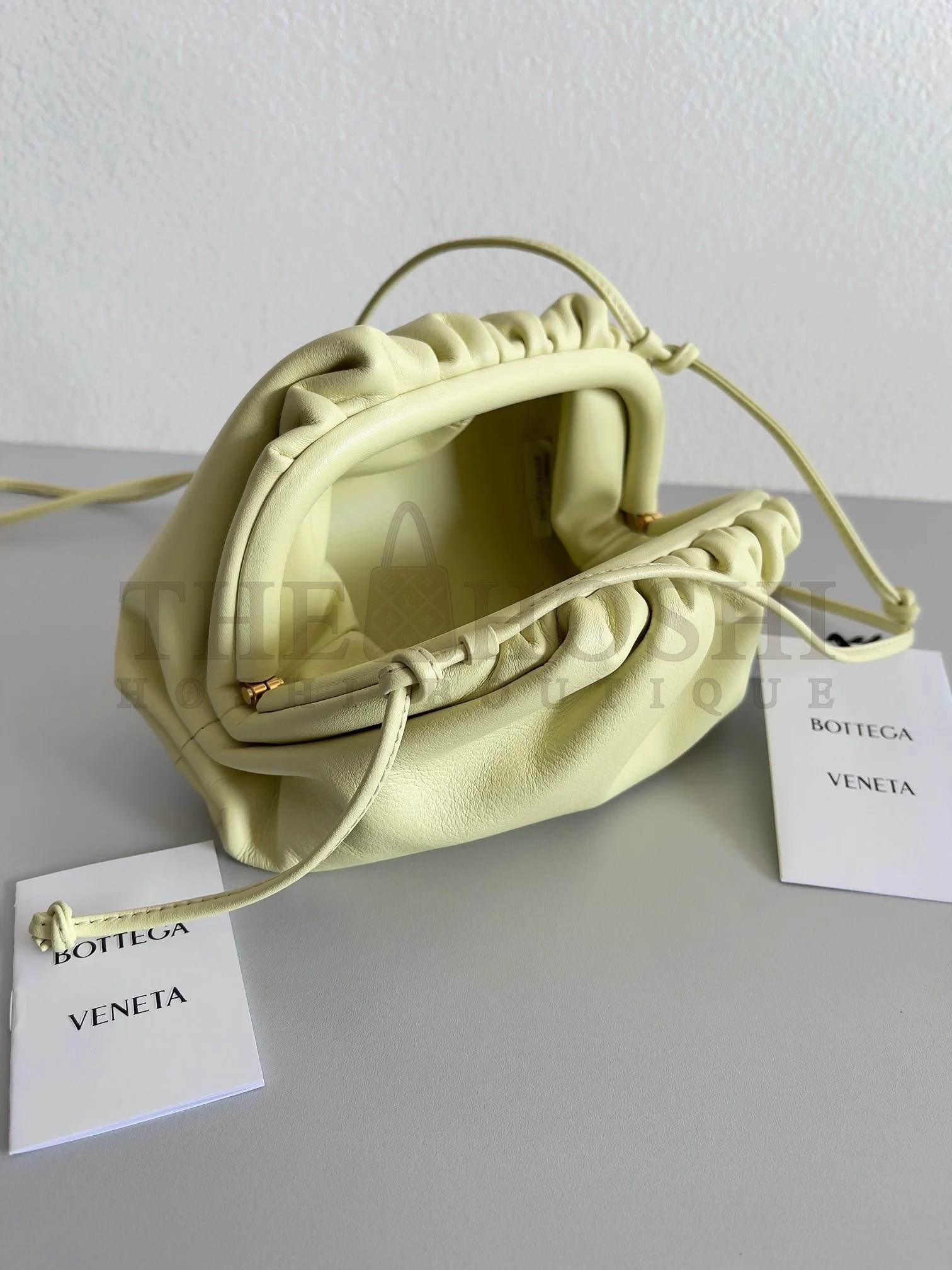 B0tt*ga Ven*ta Mini Pouch with Strap in Zest Washed Calfskin Master Quality
