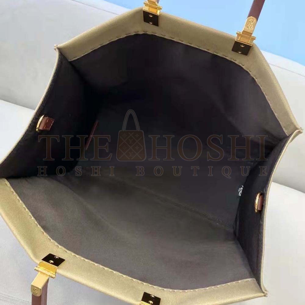 F**di Women F**di Sunshine Medium Beige Canvas Bag Master Quality