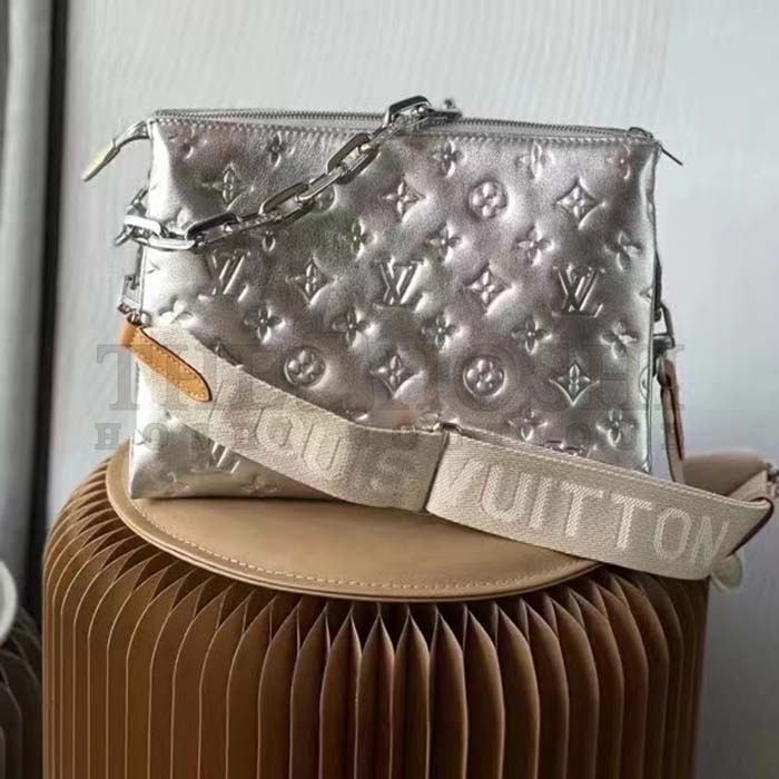 L0vis Vvtt0n LV Women Coussin PM Handbag Silver Lambskin Cowhide Lining Master Quality