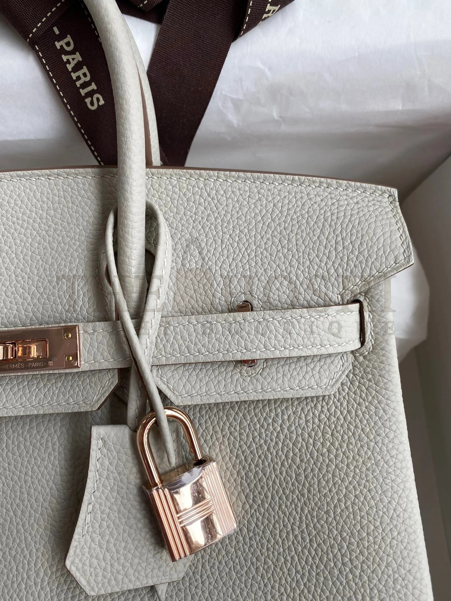 H**me5 Birkin 25 Retourne Handmade Bag In Pearl Grey Clemence Leather Master Quality