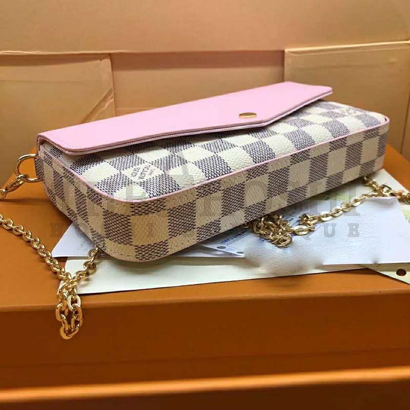 L0vis Vvtt0n LV Women Sarah Wallet in Damier Azur Canvas-Pink Master Quality