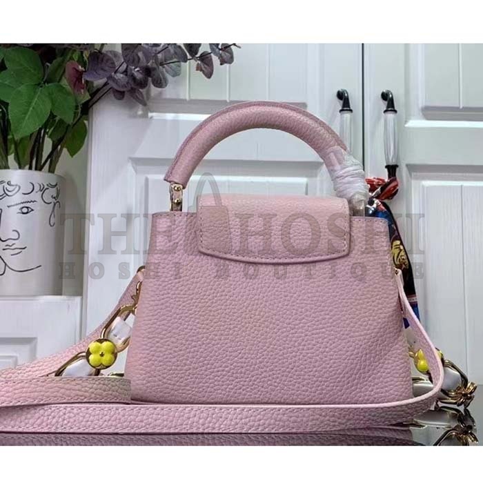 L0vis Vvtt0n LV Women Capucines Mini Handbag Jasmine Pink Taurillon Leather Master Quality