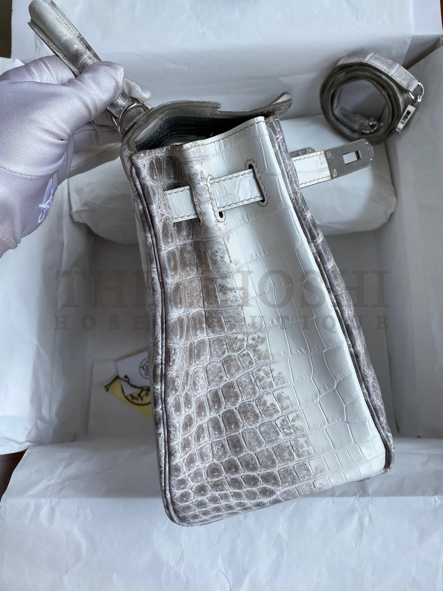 H**me5 Kelly Retourne 28 Handmade Bag In Himalaya Crocodile Niloticus Skin Master Quality