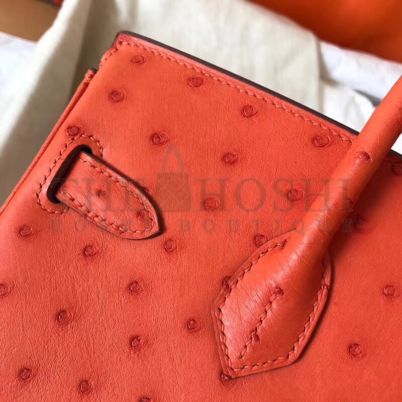 H**me5 Orange Birkin 30cm Ostrich Handmade Bag Master Quality