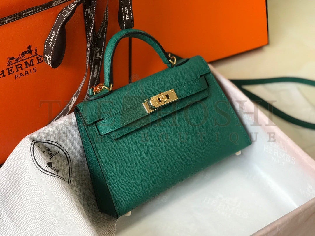 H**me5 Kelly Mini II Sellier Bag In Vert Vertigo Epsom Leather Master Quality