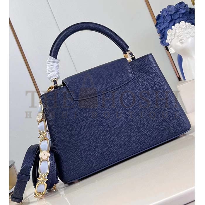 L0vis Vvtt0n LV Women Capucines MM Handbag Navy Blue Taurillon Leather M23199 Master Quality