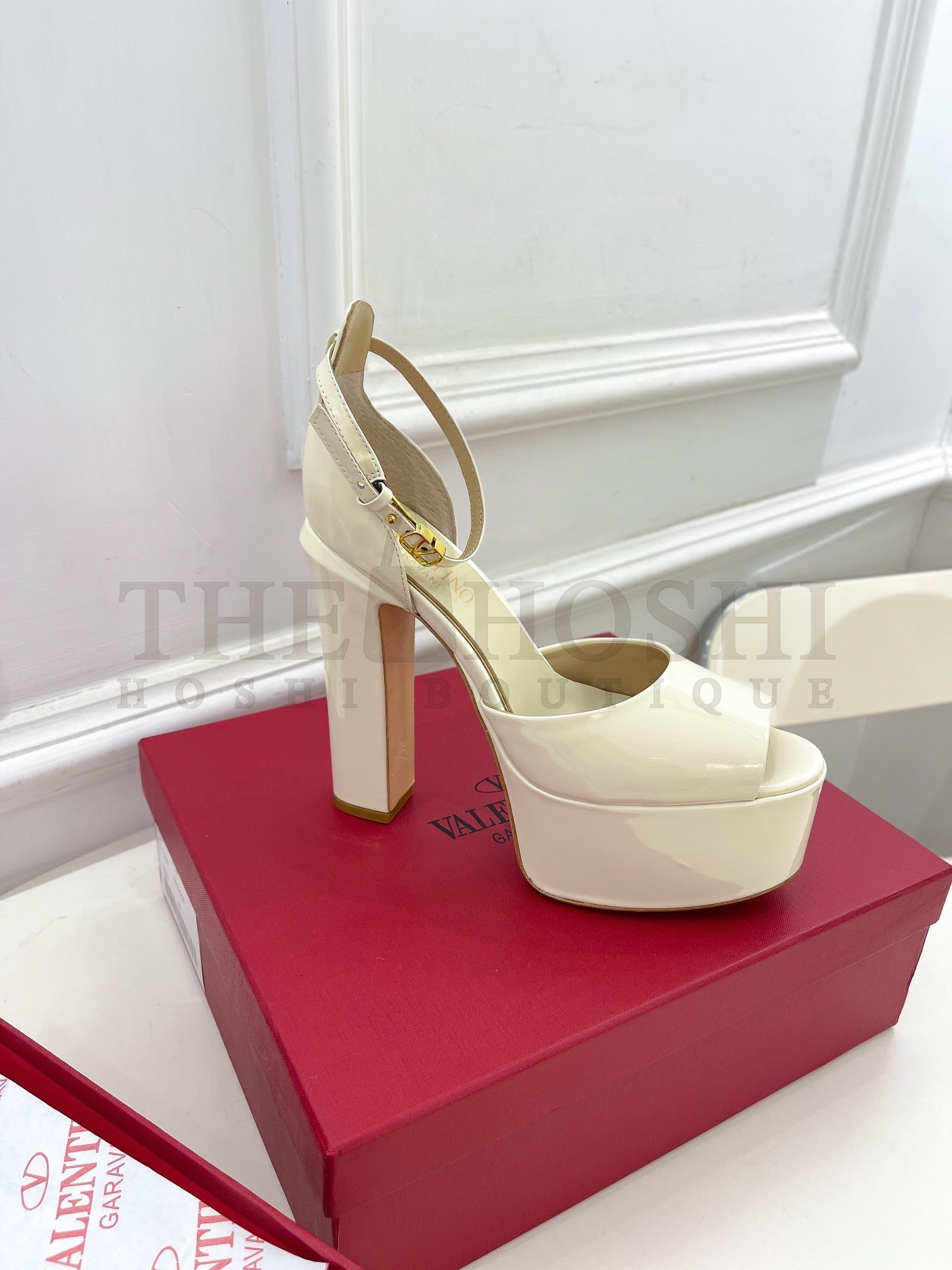 Va1e*ntin0 Tan-Go Platform Sandals 155mm In White Patent Leather Master Quality