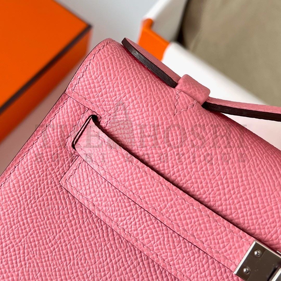 H**me5 Kelly Pochette Handmade Bag In Rose Confetti Epsom Calfskin Master Quality