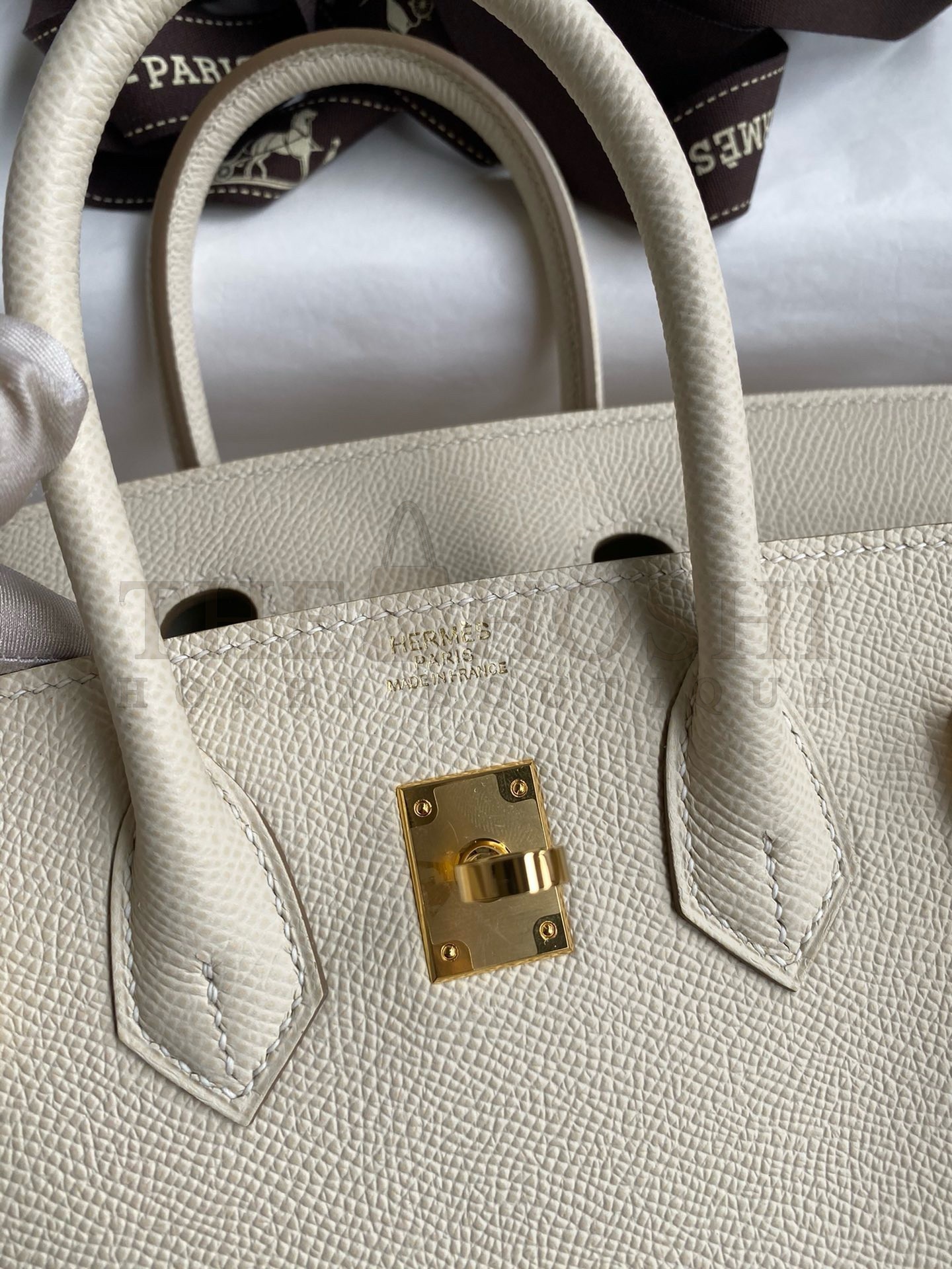 H**me5 Birkin 25 Sellier Handmade Bag In Craie Epsom Calfskin Master Quality