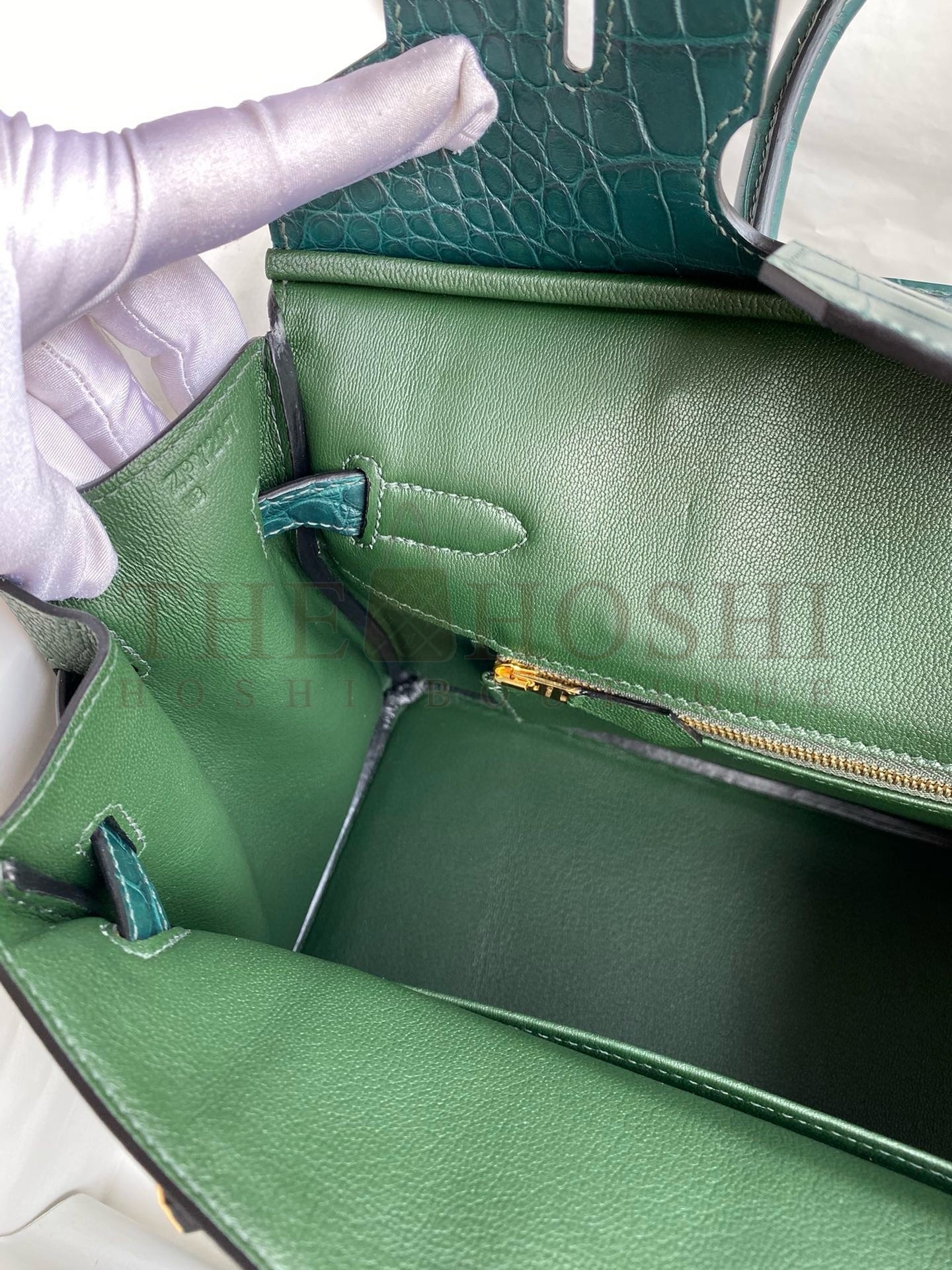 H**me5 Touch Birkin 30 Bag in Green Clemence and Matte Alligator Leather Master Quality