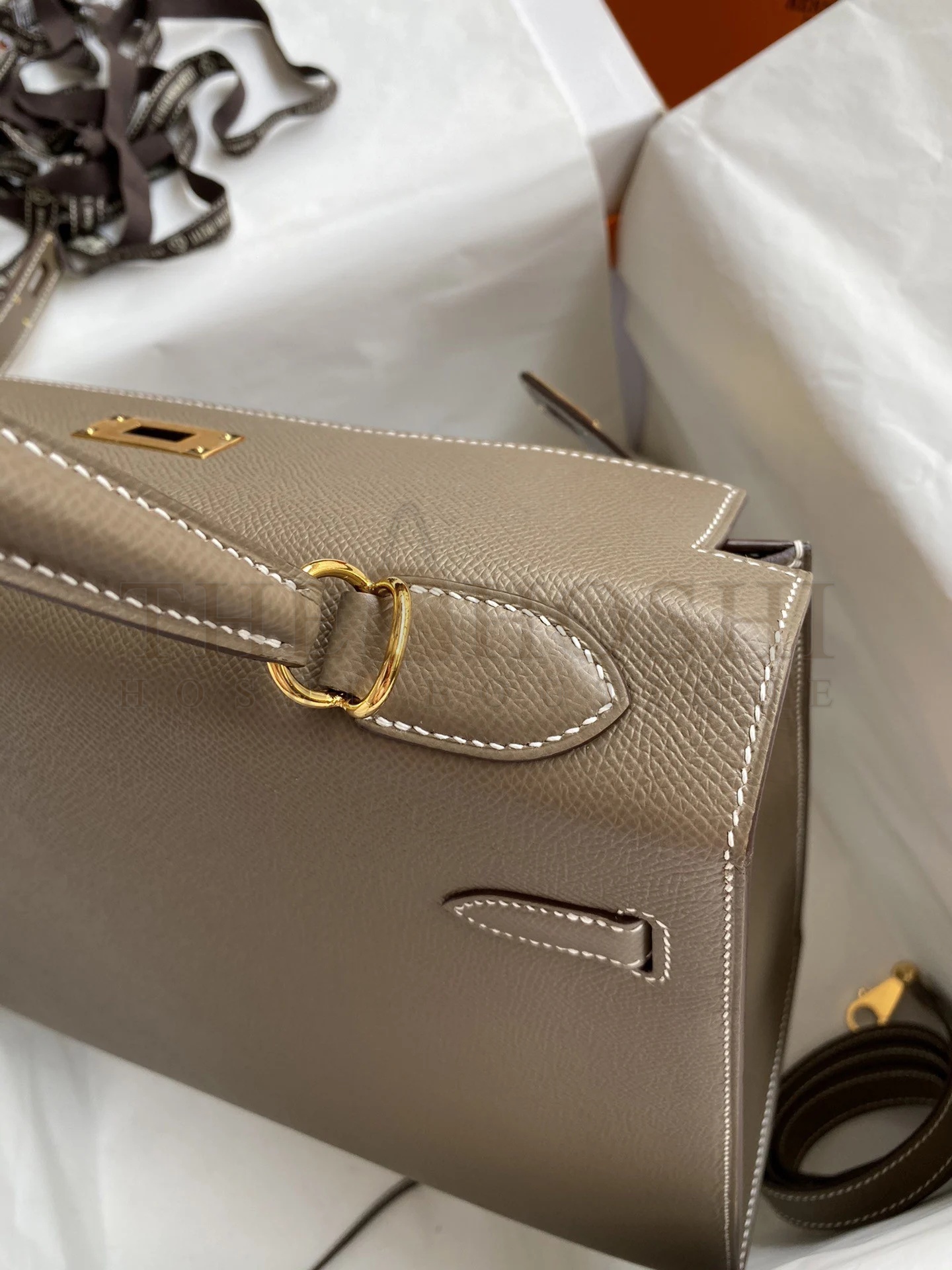 H**me5 Kelly Sellier 32 Handmade Bag In Taupe Epsom Calfskin Master Quality