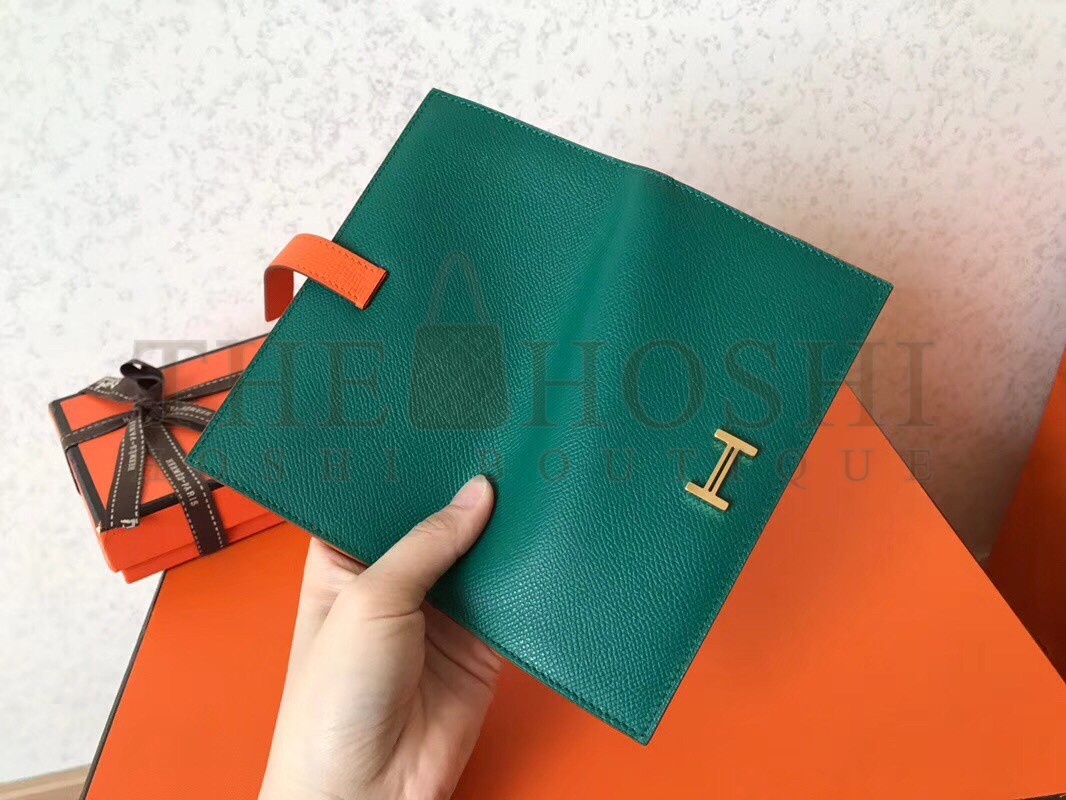 H**me5 Bi-Color Epsom Bearn Wallet Malachite/Orange Master Quality