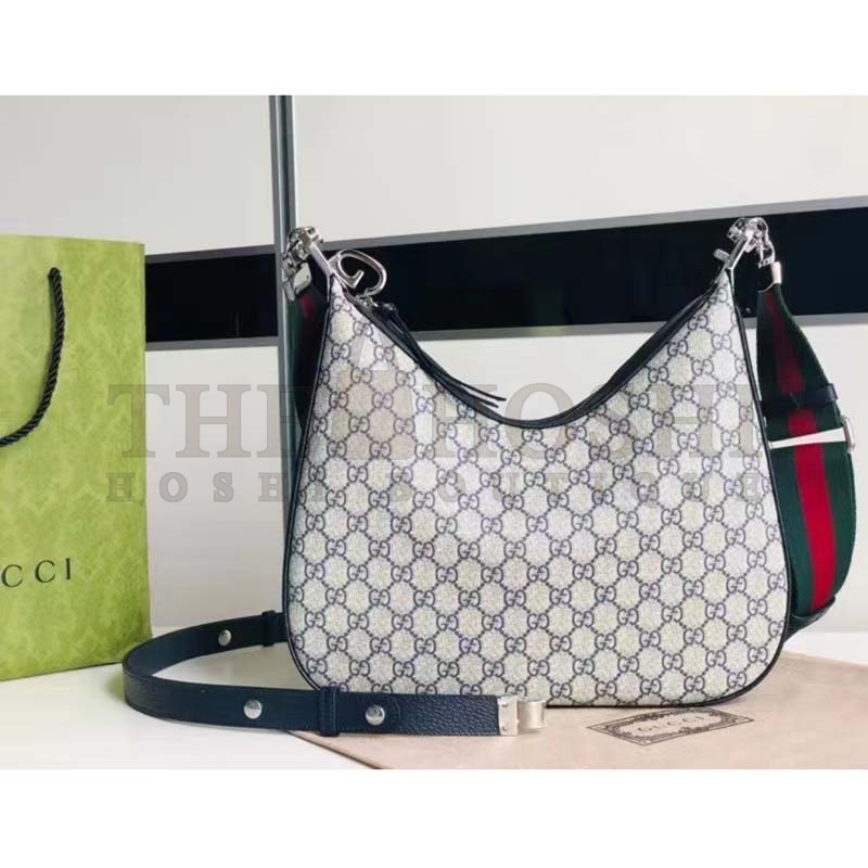 Gvc*1 Women GG Attache Large Shoulder Bag Beige Blue GG Svp*me Canvas Master Quality