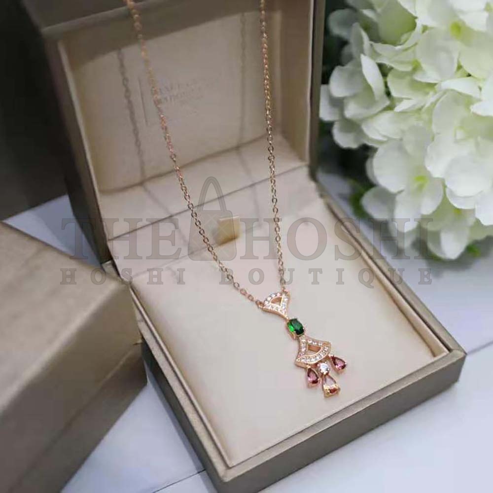 Bv1g*ai Women Divas Dream Necklace 18 KT Rose Gold Master Quality