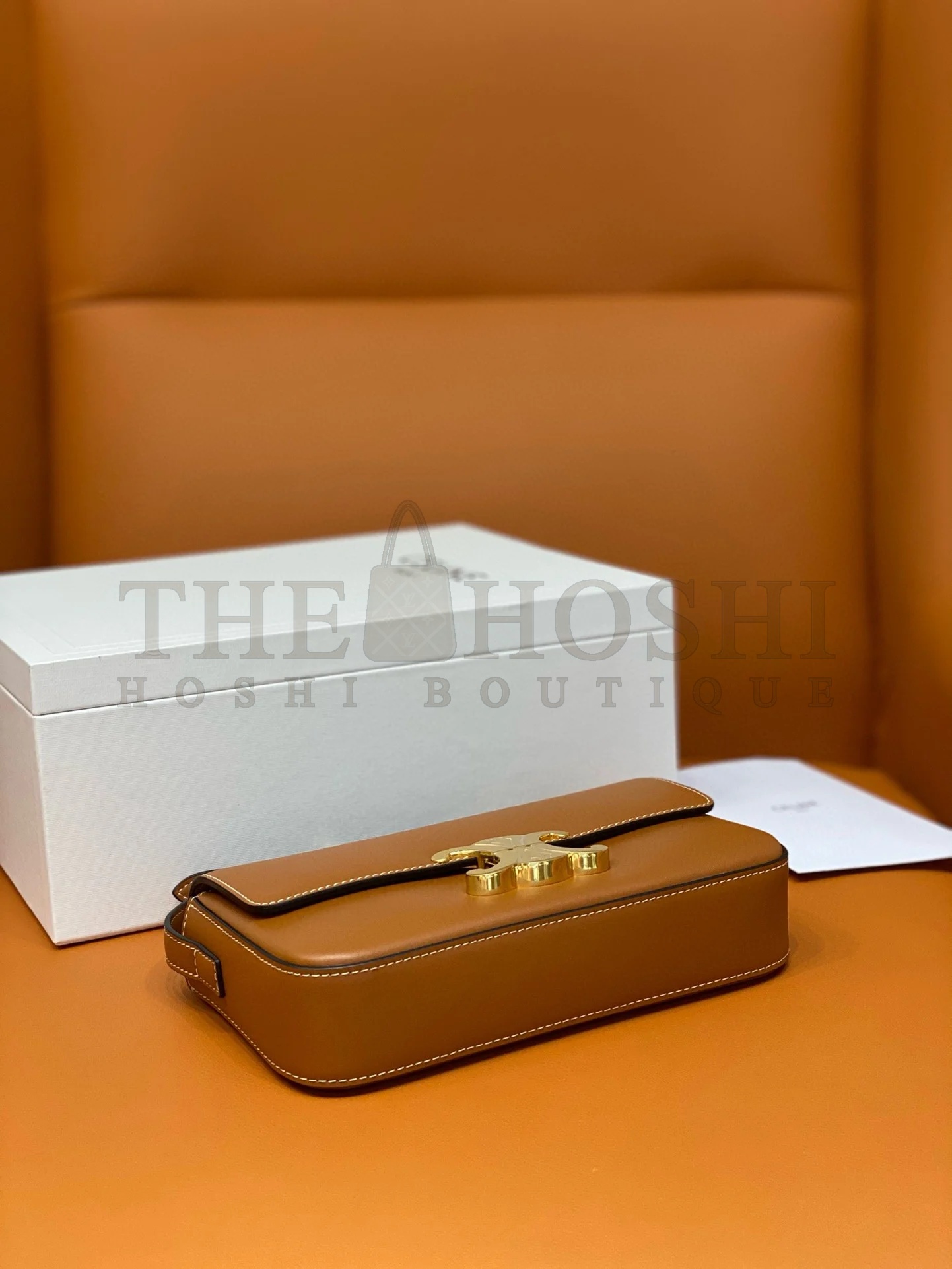 Ce1i*e Claude Shoulder Bag in Brown Calfskin Master Quality