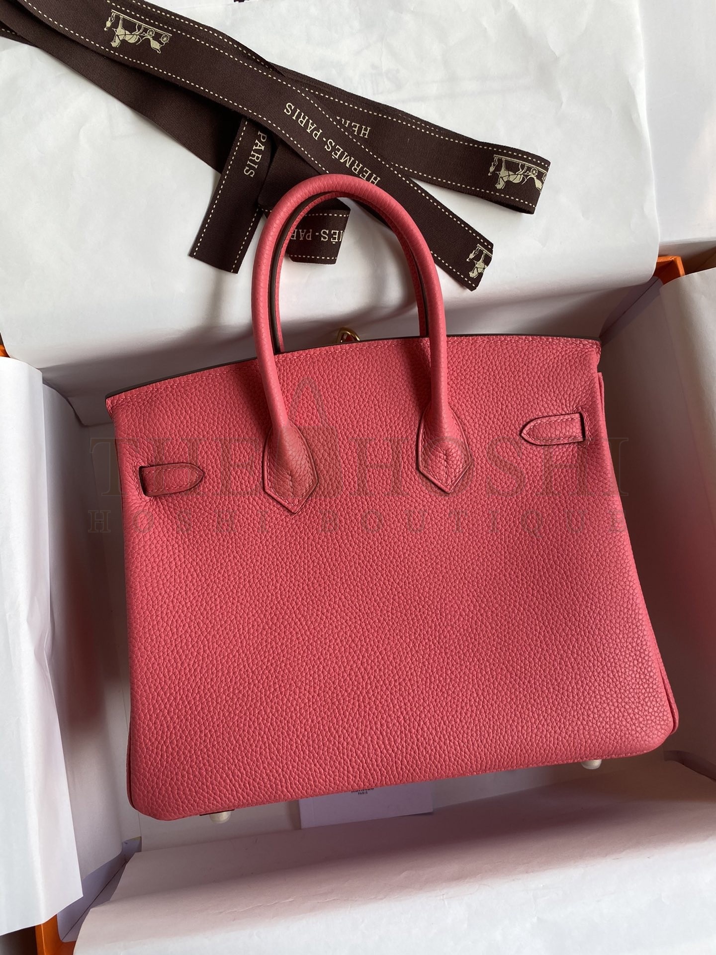 H**me5 Birkin 25 Retourne Handmade Bag In Rose Lipstick Clemence Leather Master Quality