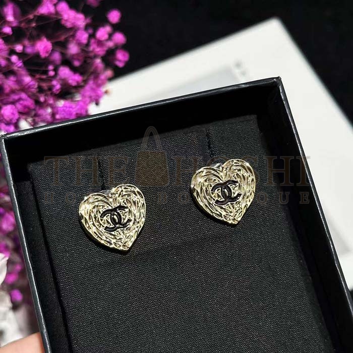 Ch**el Women CC Pendant Earrings Black Metal Strass Gold Crystal Master Quality