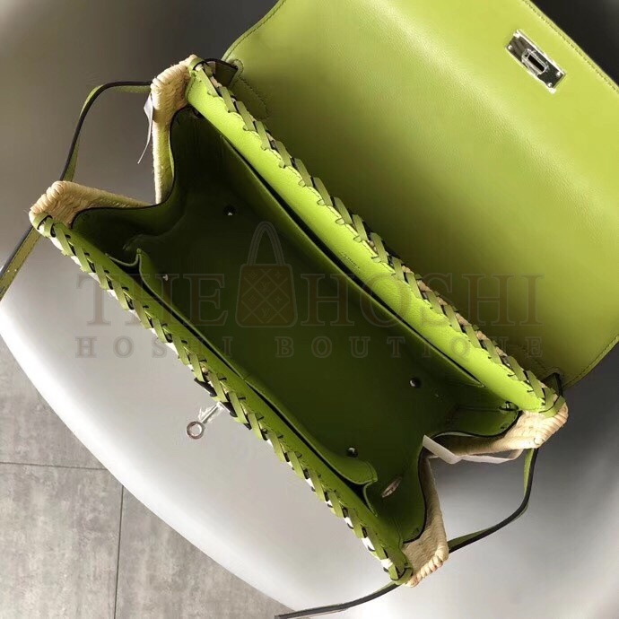 H**me5 Green Picnic Kelly 35cm Wicker Bag Master Quality