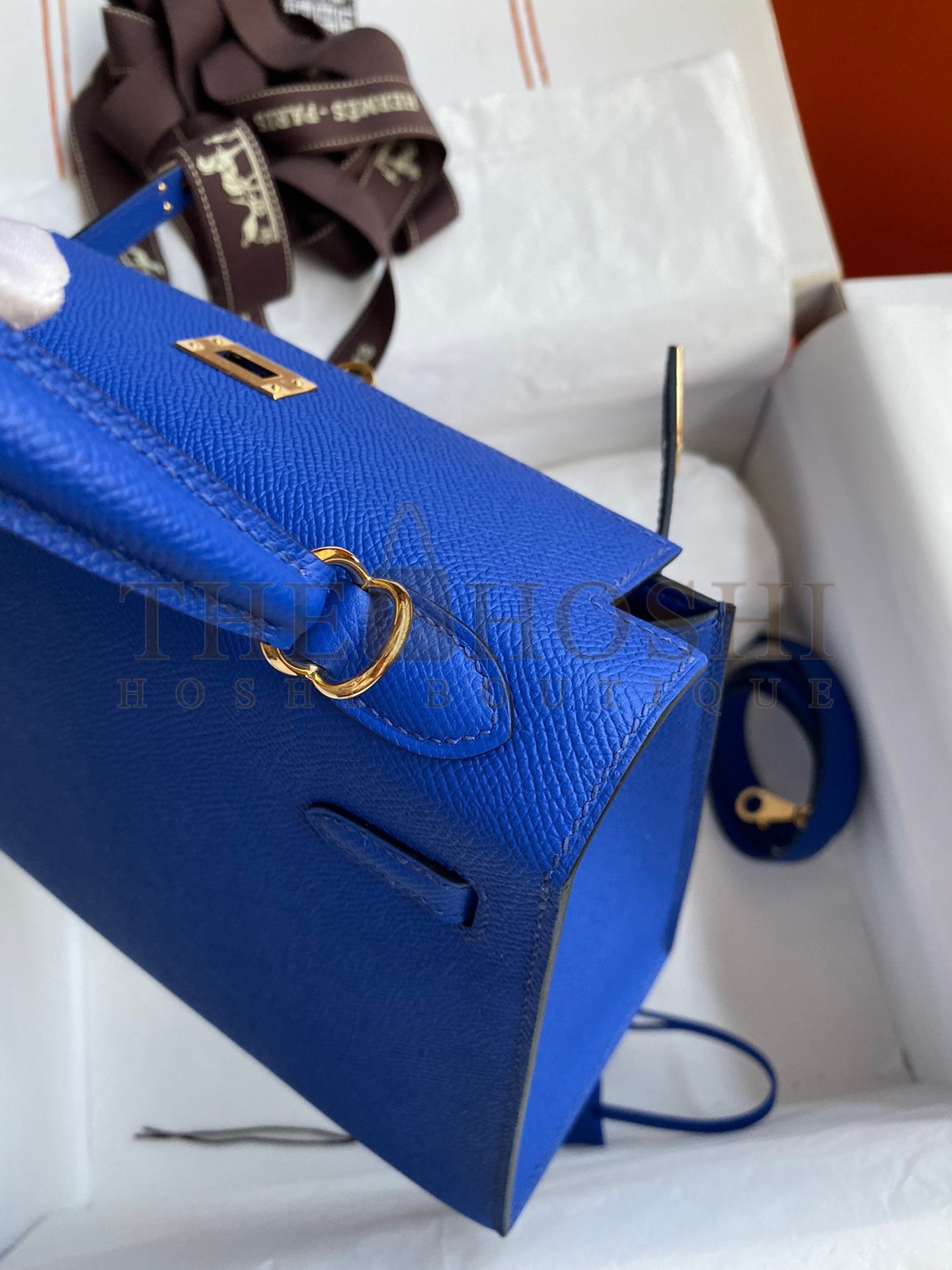 H**me5 Epsom Kelly 25cm Sellier Handmade Blue France Bag Master Quality
