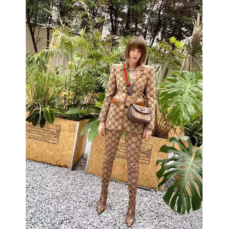 Gvc*1 Women Bamboo 1947 Jumbo GG Mini Bag Brown Camel Ebony Canvas Master Quality