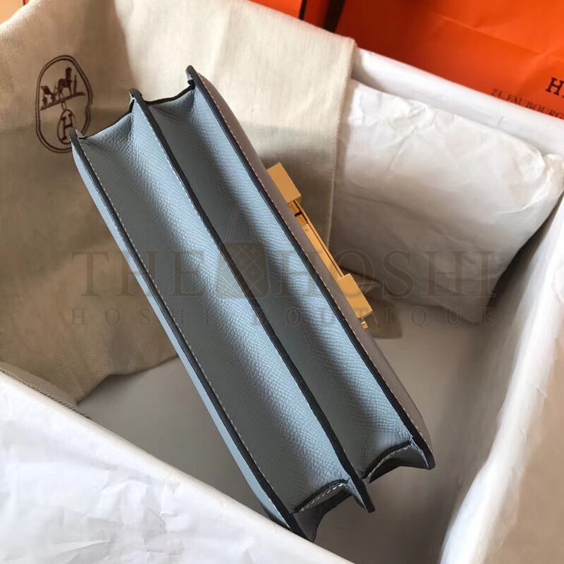 H**me5 Epsom Constance 24cm Blue Lin Handmade Bag Master Quality