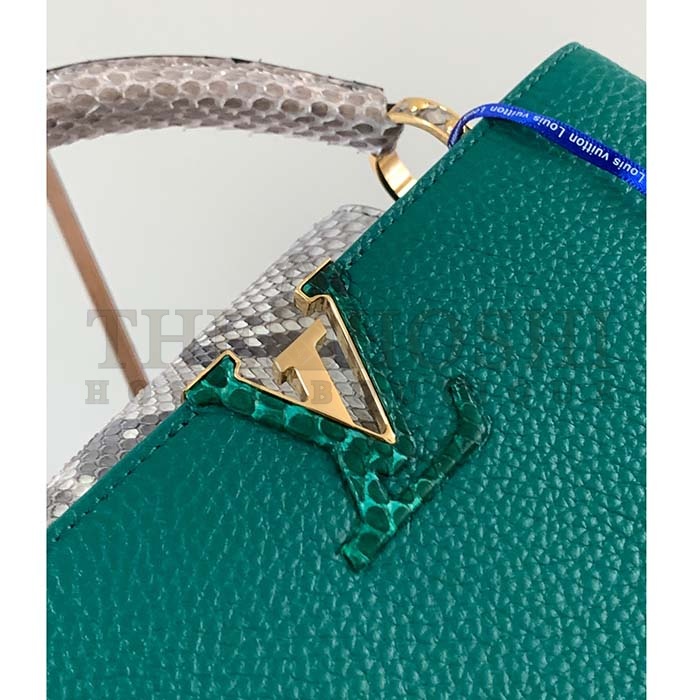L0vis Vvtt0n LV Women Capucines BB Handbag Green Taurillon Python Skin Leather Master Quality