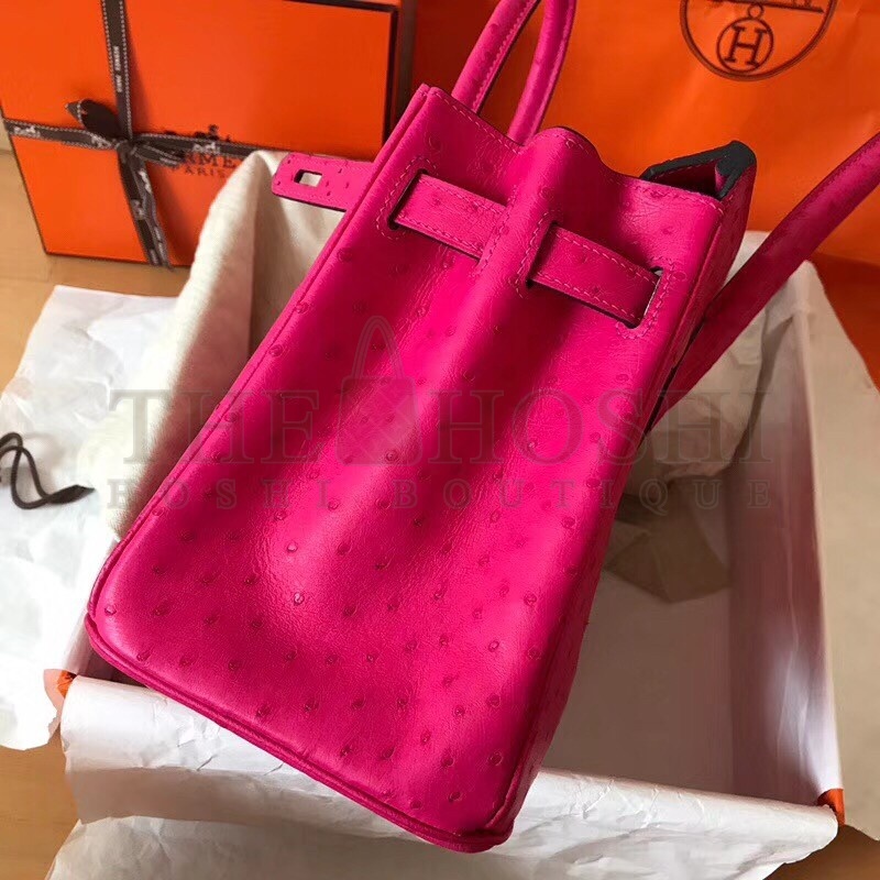 H**me5 Rose Red Birkin 30cm Ostrich Handmade Bag Master Quality