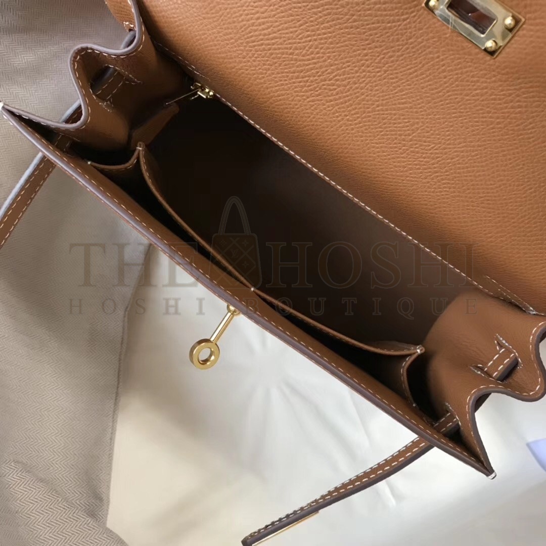 H**me5 Kelly 25cm Sellier Bag In Gold Epsom Leather Master Quality