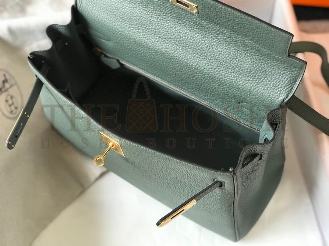 H**me5 Kelly 25cm Retourne Bag in Vert Amande Clemence Leather GHW Master Quality